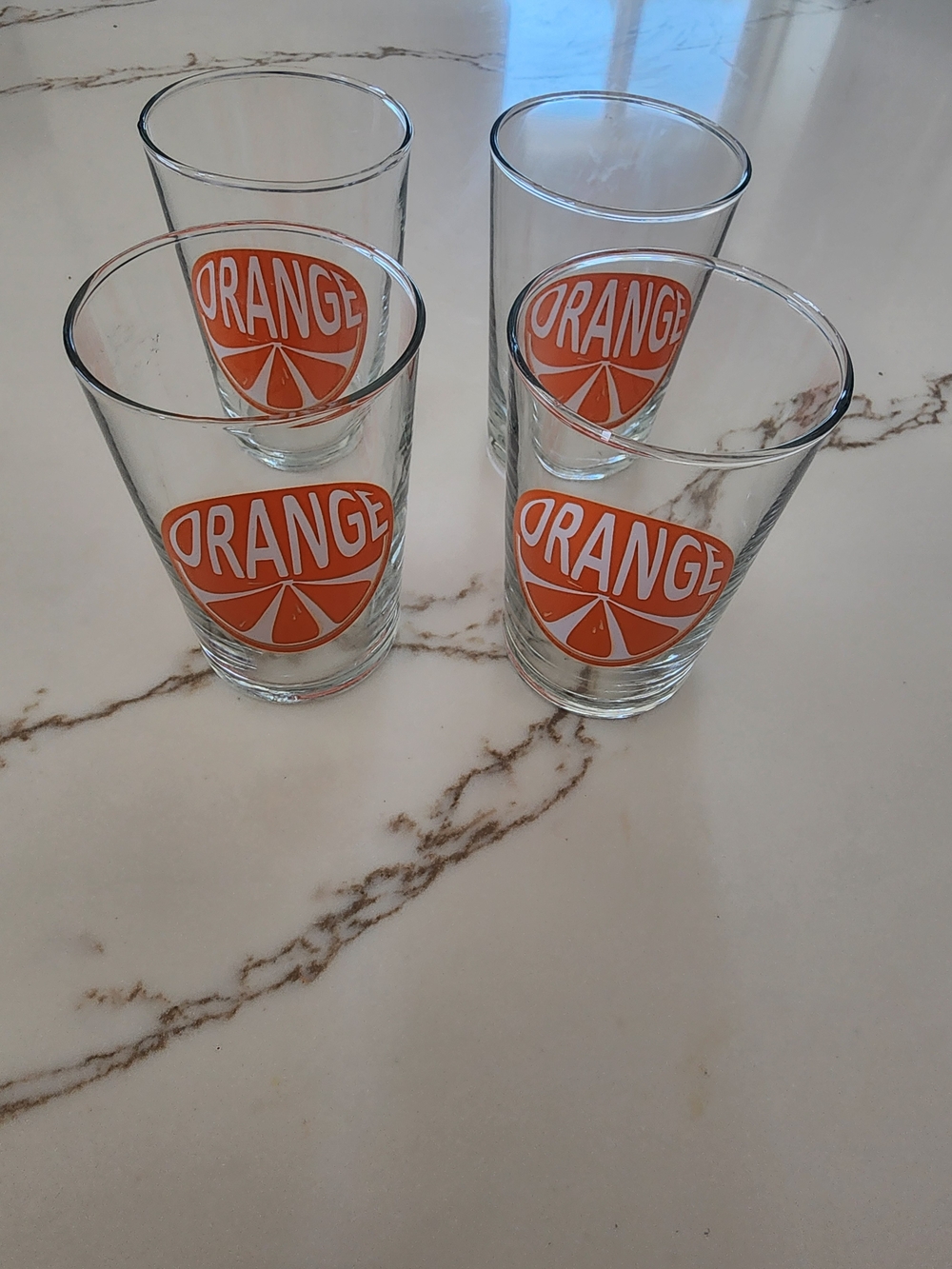 Vintage Luminarc Orange Slice Juice Glasses Set of 4 1970s Retro MCM France 4"